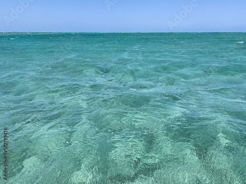 Indian Ocean turquoise water off Ile aux Cerfs, Mauritius