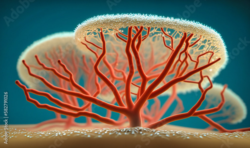 A detailed view of the branching hyphen of a fungus photo