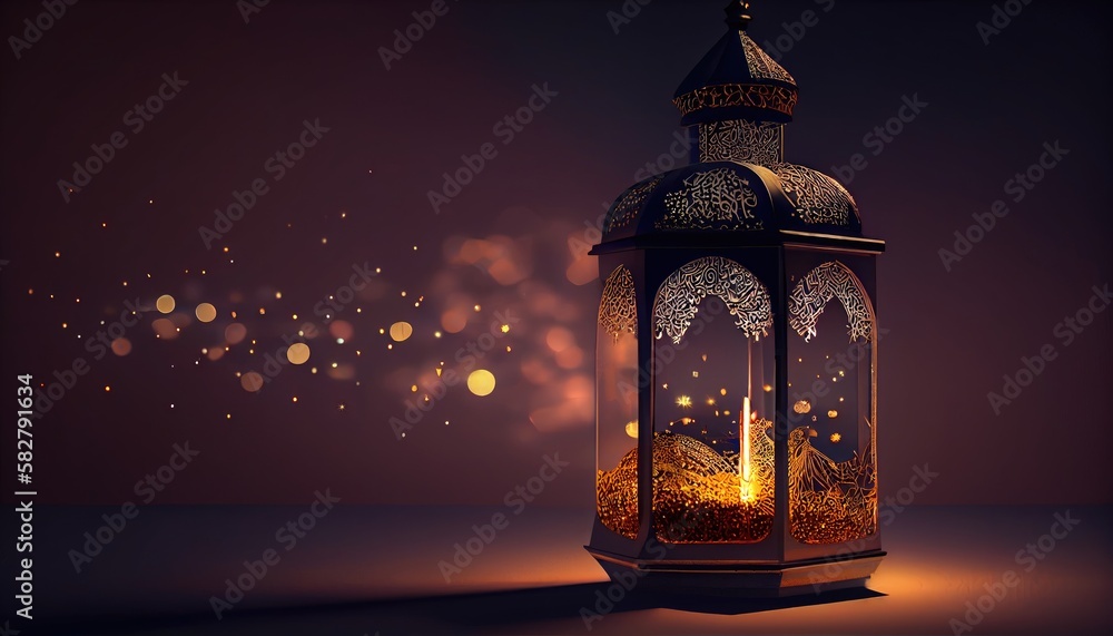 arabic lantern of ramadan celebration background illustration. copy space background. Generative Ai. arabic lantern of ramadan celebration background illustration. copy space background. Generative Ai.