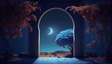 beauty view on the month of ramadan night celebration background illustration. generative AI
