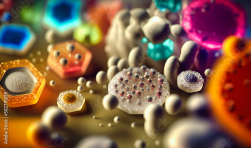 A close-up view of microbes that have been crystallized for scientific study