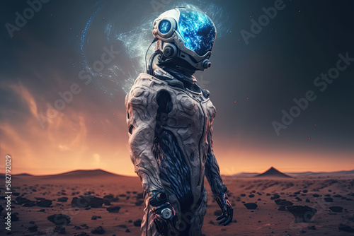 Futuristic Astronaut Adventurer on an alien planet