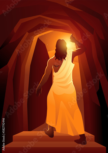 Back view of the resurrection of Jesus