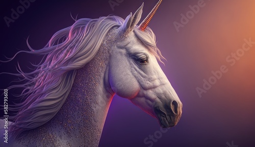 Unicorn with magic background. Created with Generative AI. 