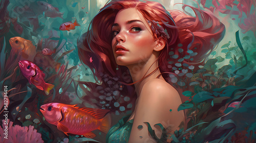 little mermaid Ariel, Created with generative AI