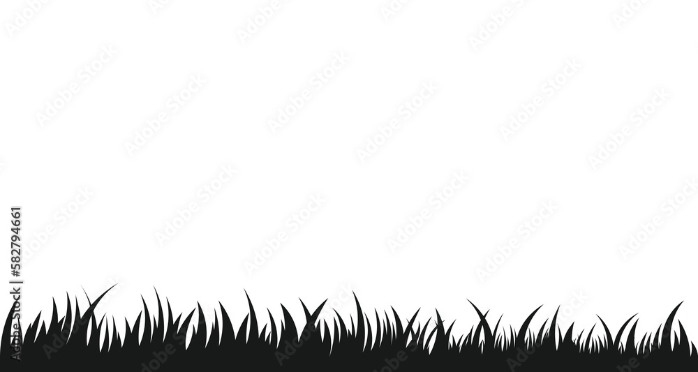 Grass Seamless Silhouette Horizon Background Template Vector