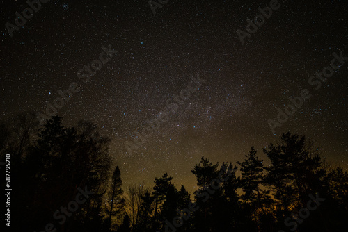 Sky full of stars over the mountains. No light pollution. Dark sky park. Bieszczady Mountains, Poland. © Szymon Bartosz
