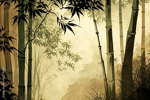 Bamboo forest at sunset background