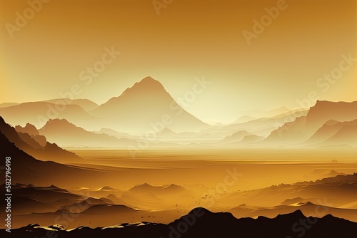 Sunset in the desert landscape