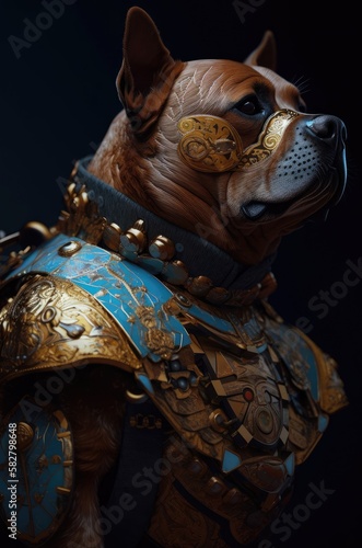 Dog Skillful Samurai Warrior Champion Pose Generative AI
