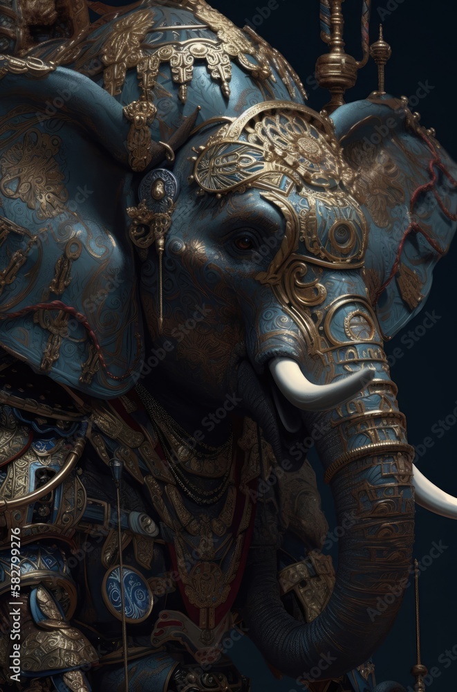 Elephant Ancient Samurai Warrior Standing Up Generative AI Elephant Ancient Samurai Warrior Standing Up Generative AI