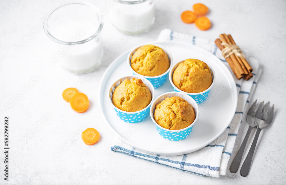 Carrot muffins with drink Carrot muffins with drink