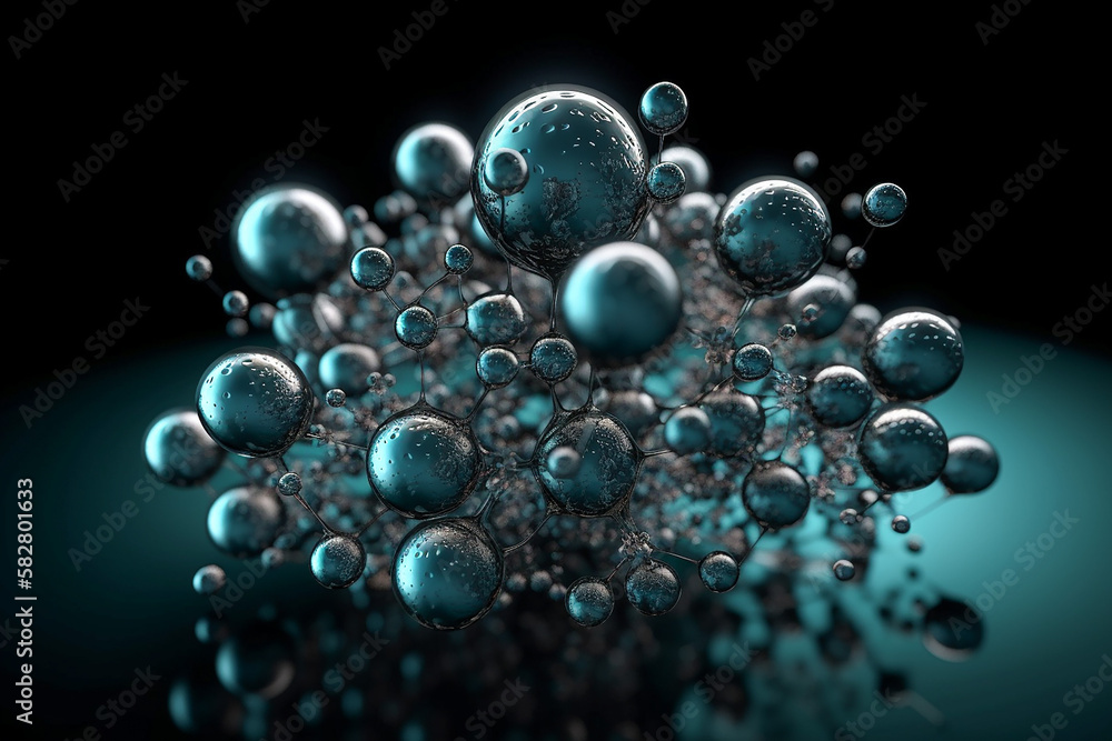 Abstract water molecular structure, abstract bubble background. AI generated image Abstract water molecular structure, abstract bubble background. AI generated image