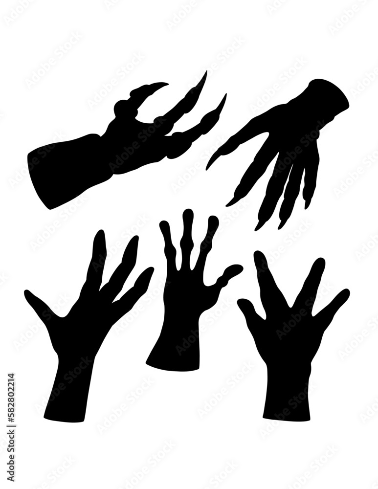 Fototapeta premium Monster hand sign and symbol black silhouette