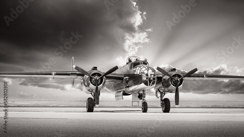 Obraz na płótnie historical bomber plane against a dramatic sky