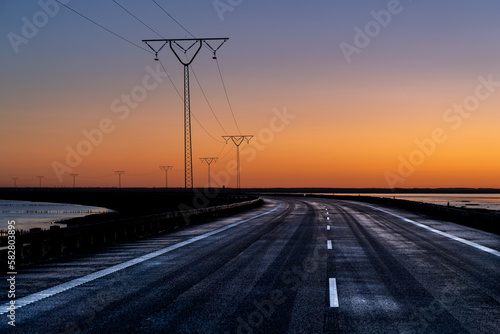 sunset on the highway