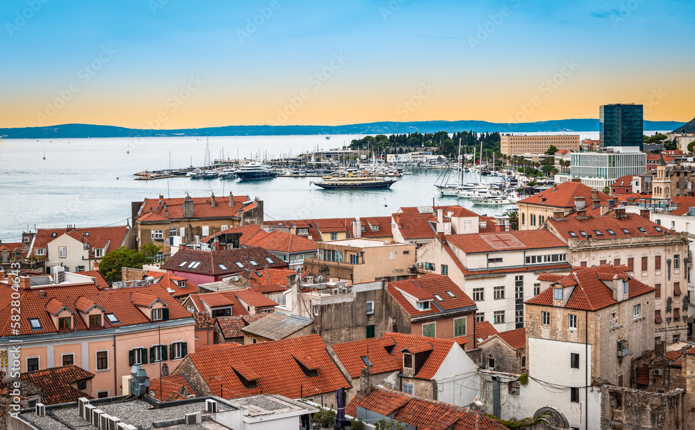 Split Croatia city and harbor view.
