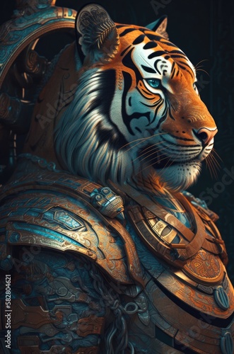 Tiger Expert Samurai Warrior Champion Portrait Generative AI