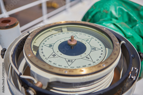Gyrocompass on the bridge in close-up.