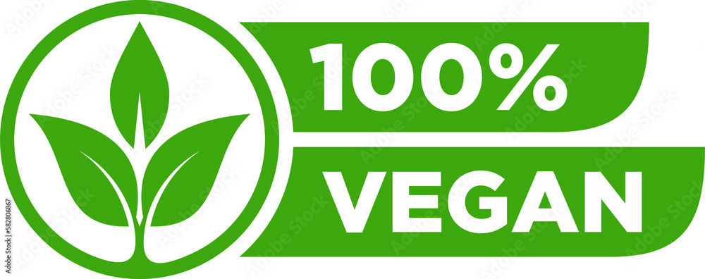 100 percent Vegan Friendly creative badge, 100% vegan label, food ...