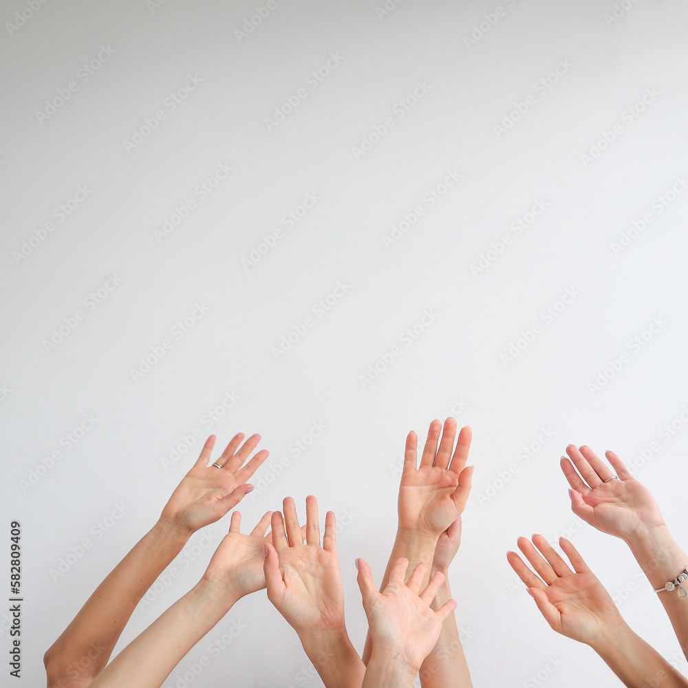 Hands are stretched upwards. Joy, happiness, holiday. High quality photo Hands are stretched upwards. Joy, happiness, holiday. High quality photo