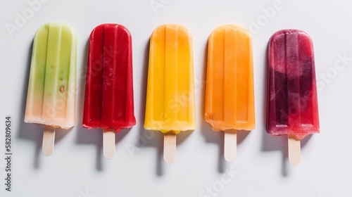 Colored Popsicle on a white background Generative AI