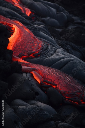 Lava from volcano, created with generative AI