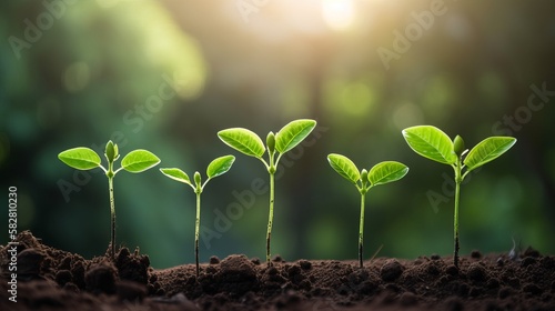 Growth Trees concept bean seedlings nature background Beautiful green Generative AI