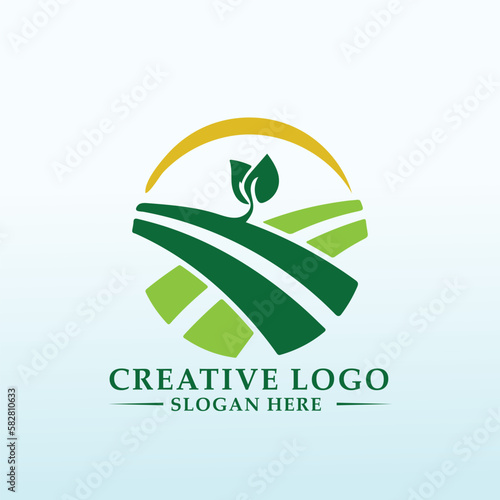 logo for farm and produce organic products, milk, crops and vegetables