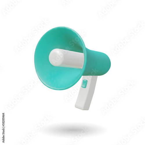 Realistic 3d megaphone with sample design. Vector Illustration. loudspeaker or megaphone as announcement icon 3d on white background