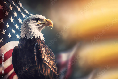 Fotomurale Eagle on the background of the American flag