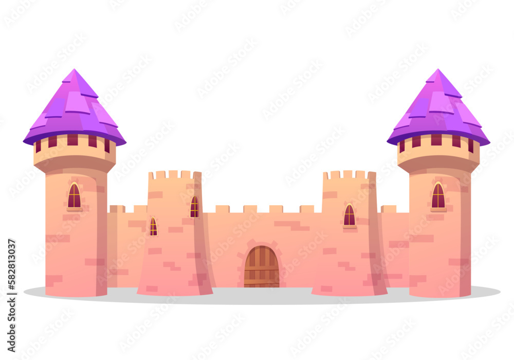Cartoon Fortress Medieval Stone Castle Illustration