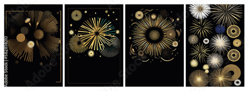 A set of backgrounds for text, psychedelic hippie art sparklers , a frame of stylized Fireworks. Posters dedicated to Guy Fawkes' Night , Bonfire Night , Fireworks Night, New Year, July 14, Bastille d