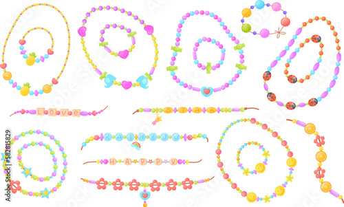 Diy bracelets. Plastic bead cartoon bracelet, kid jewelry accessories friendship wristband children handmad necklace with symbol
