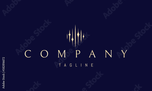 Vector golden logo on which an abstract image of a device for adjustment.