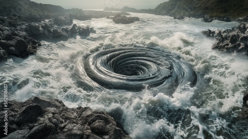 A massive whirlpool threatening to swallow up everything in its path Generative AI photo