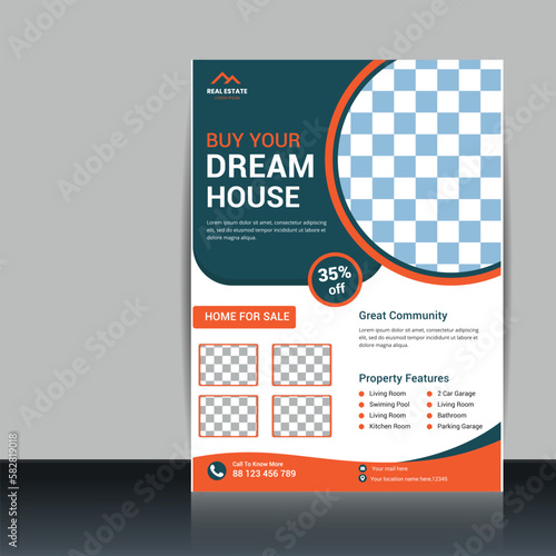 Creative Real estate house property for sale, flayer template.