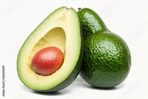 Fresh avocado isolated on white background. Generative AI.