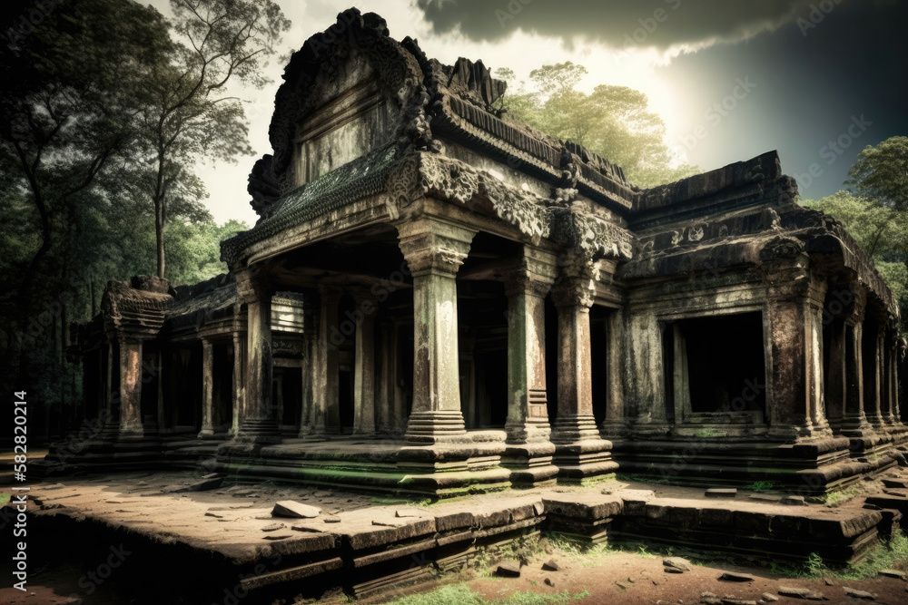 old building of a temple. Generative AI