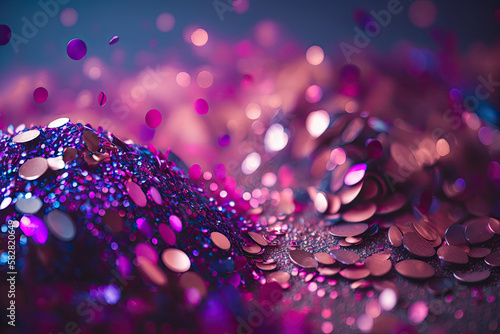 bright glitter background image with pink and purple colors. Generative AI