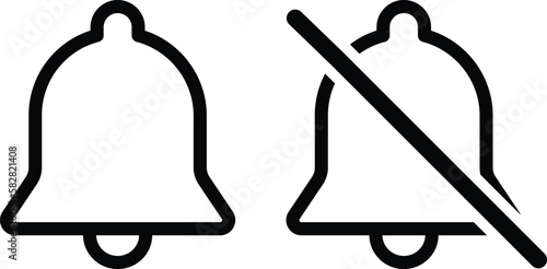 notification bell icon . turn off notification bell icon , silent mode vector icon design for website, app, UI,