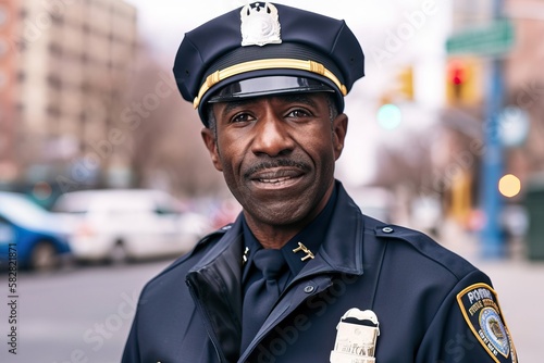 Potrait of a black American police officer
