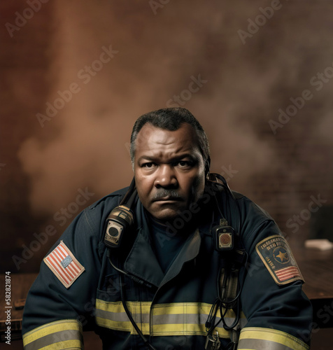 Portrait of a black American firefighter © oleksandr.info