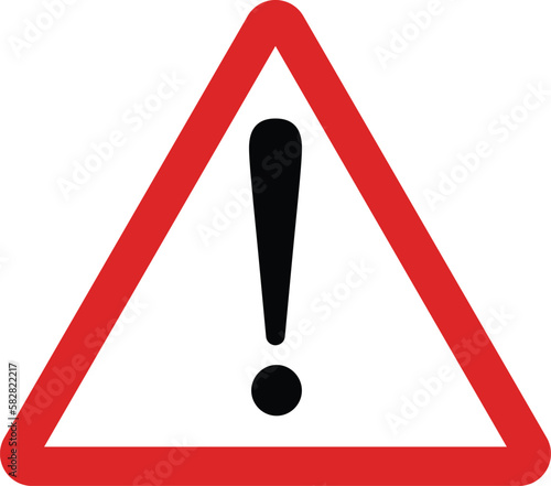 exclamation danger sign in red and black . hazard warning symbol vector icon . caution icon