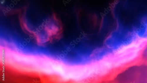 Cosmic background with a blue purple nebula and stars 