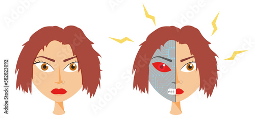Robot girl face