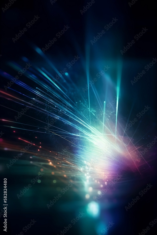 Abstract neon colorful and shiny splashes on dark background, elegant pattern