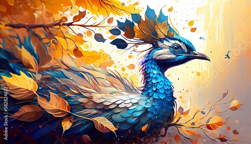Peacock Creative illustration. (Ai Generate)