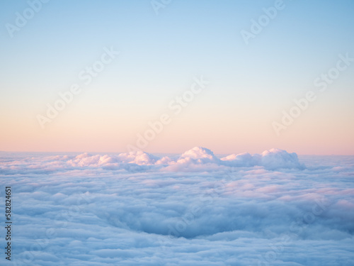 beautiful sunrise over inversion clouds. Minimalism background
