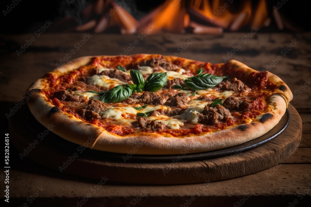 Italian food, delicious homemade pizza with mozzarella and cherry tomatoes ready to eat. Italian food, delicious homemade pizza with mozzarella and cherry tomatoes ready to eat.